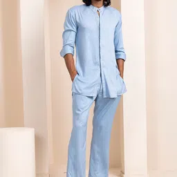 ARTLESS Mandarin Collar Regular Kurta with Trousers-picture-29