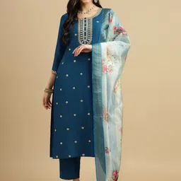 MOKOSH Regular Sequinned Kurta with Trouser & Dupatta image 1