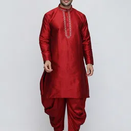 ROYAL KURTA Thread Work Dupion Silk Straight Kurta With Patiala-image-4