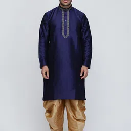 ROYAL KURTA Yoke Design Mandarin Collar Thread Work Dupion Silk Kurta with Patiala-picture-43