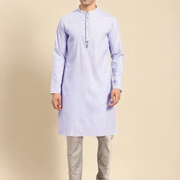 Amodh by Kisah Men Lavender Striped Gotta Patti Kurta with Churidar-image-96