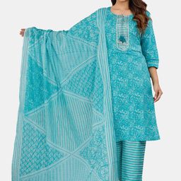 HIGHLIGHT FASHION EXPORT Floral Printed Regular Pure Cotton Kurta With Trousers & Dupatta-11