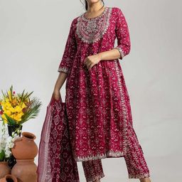Subh LAXMI Ethnic Motifs Embroidered Kurta with Trousers & Dupatta-image-61