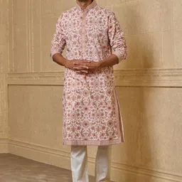 Tasva Floral Printed Regular Pure Cotton Kurta with Trousers-picture-16