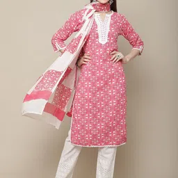 Sangria Women Ethnic Motifs Printed Pure Cotton Kurta with Trousers & With Dupatta-picture-11