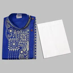 BAESD Boys Ethnic Motifs Yoke Deign Pure Cotton Straight Kurta with Pyjamas-46