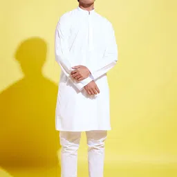 VASTRAMAY Boys White Pure Cotton Kurta with Pyjamas-picture-15