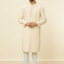 Manyavar Striped Straight Pure Cotton Kurta With Pyjamas-image-47