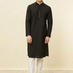 Manyavar Ethnic Motifs Sequinned Embroidered Regular Kurta With Pyjamas-11