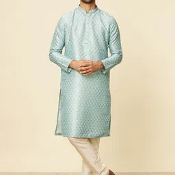 Manyavar Ethnic Motifs Woven Design Mandarin Collar Straight Kurta with Pyjamas-image-34