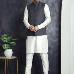 Jompers Mandarin Collar Nehru Jacket With Kurta Churidar-9