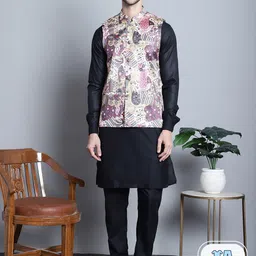 Jompers Mandarin Collar Regular Kurta with Pyjamas With Jacket-picture-9