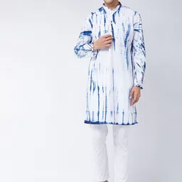 VASTRAMAY Dyed Regular Pure Cotton Kurta With Trousers-image-10