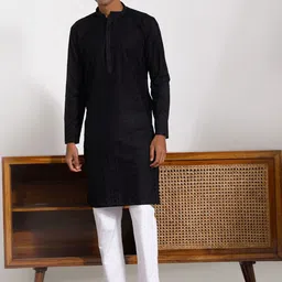 VASTRAMAY Ethnic Motifs Embroidered Chikankari Pure Cotton Straight Kurta With Trousers-picture-57