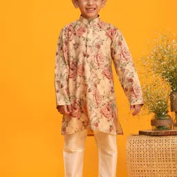 VASTRAMAY Boys Floral Printed Straight Kurta with Pyjamas-36