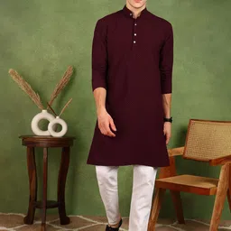 FUBAR Geometric Embroidered Mandarin Collar Straight Kurta With Pyjama-image-87