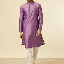 Manyavar Ethnic Motifs Woven Design Mandarin Collar Straight Kurta with Pyjamas-image-29