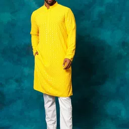 VASTRAMAY Ethnic Motifs Embroidered Sequinned Regular Kurta With Pyjamas-picture-18