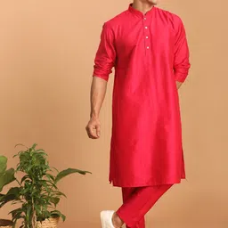 SHRESTHA BY VASTRAMAY Men Mandarin Collar Kurta with Trousers-image-34