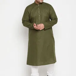 VASTRAMAY Men Plus Size Solid Kurta with Churidar-1