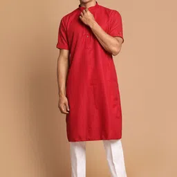 VASTRAMAY Men Solid Regular Kurta with Pyjamas-picture-5