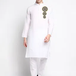 DEVOILER Ethnic Motifs Printed Mandarin Collar Kurta with Pyjamas-picture-48