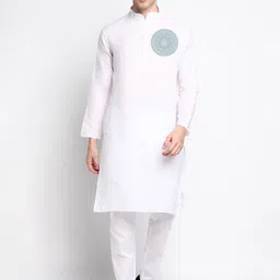 DEVOILER Ethnic Motifs Printed Mandarin Collar Regular Kurta with Pyjamas-picture-4