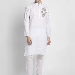 DEVOILER Ethnic Motifs Printed Band Collar Straight Kurta with Pyjamas-picture-31