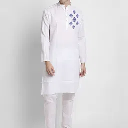DEVOILER Ethnic Motifs Printed Mandarin Collar Kurta with Pyjamas-picture-21
