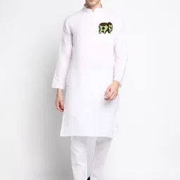 DEVOILER Ethnic Motifs Printed Band Collar Straight Kurta with Pyjamas-picture-18