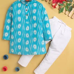 BAESD Boys Abstract Printed Mandarin Collar Kurta With Pyjamas image 1
