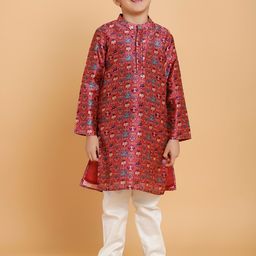PICCOLO Boys Maroon Printed Kurta with Pyjama-46