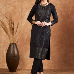 Sangria Black Ethnic Motifs Woven Design Kurta With Trouser-picture-51