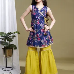 BAESD Girls Floral Printed Angrakha Kurta with Sharara-image-59