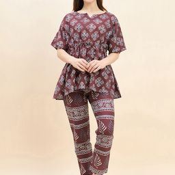 Sweet Dreams Floral Printed Pure Cotton Top & Pyjama-image-17