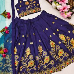 BAESD Girls Embroidered Zari Ready to Wear Lehenga & Blouse With Dupatta-picture-48