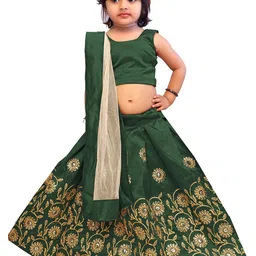 BAESD Girls Floral Embroidered Sequinned Ready to Wear Lehenga & Blouse With Dupatta-picture-56