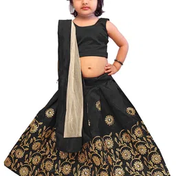 BAESD Girls Floral Embroidered Sequinned Ready to Wear Lehenga & Blouse With Dupatta-picture-24