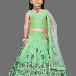 BAESD Girls Floral Embroidered Sequinned Ready to Wear Lehenga & Blouse With Dupatta-picture-11