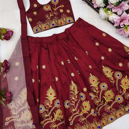BAESD Girls Embroidered Zari Ready to Wear Lehenga & Blouse With Dupatta-picture-19