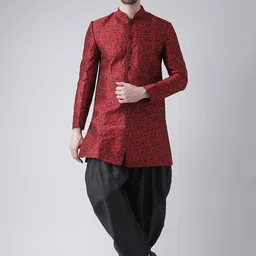 DEYANN Men Red Sherwani with Patiala Set-30