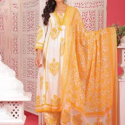 PARTHVI  Floral Printed Thread Work Straight Kurta With Trousers & Dupatta-picture-17