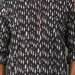 VASTRAMAY Geometric Printed Kantha Work Kurta With Pyjama image 4