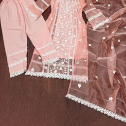 Bought First Women Embroidered Regular Thread Work Kurti with Pyjamas & With Dupatta image 2