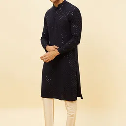 Manyavar Sequinned Embroidered Regular Kurta With Pyjamas image 4