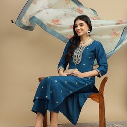 MOKOSH Regular Sequinned Kurta with Trouser & Dupatta image 5