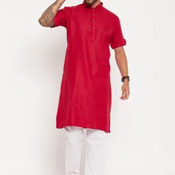 VASTRAMAY Mandarin Collar Kurta With Pyjamas-picture-49
