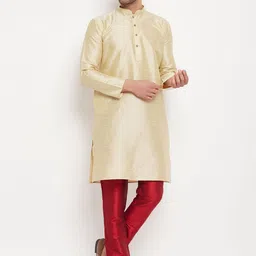 VASTRAMAY Mandarin Collar Straight Kurta with Pyjamas-picture-52