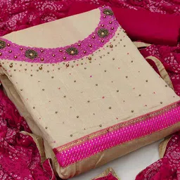 SHADOW & SAINING Beads and Stones Detailed Unstitched Dress Material-image-0