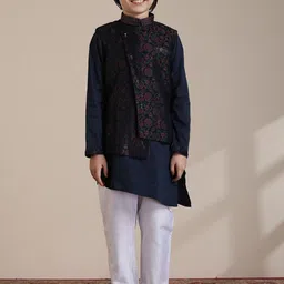 Manyavar Boys Regular Kurta and Pyjamas with Jacket-picture-22